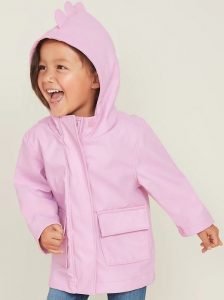 Hooded Dinosaur Critter Rain Jacket for Toddler Girls