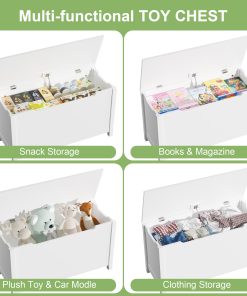 Toy Box With Safety Hinged Lid