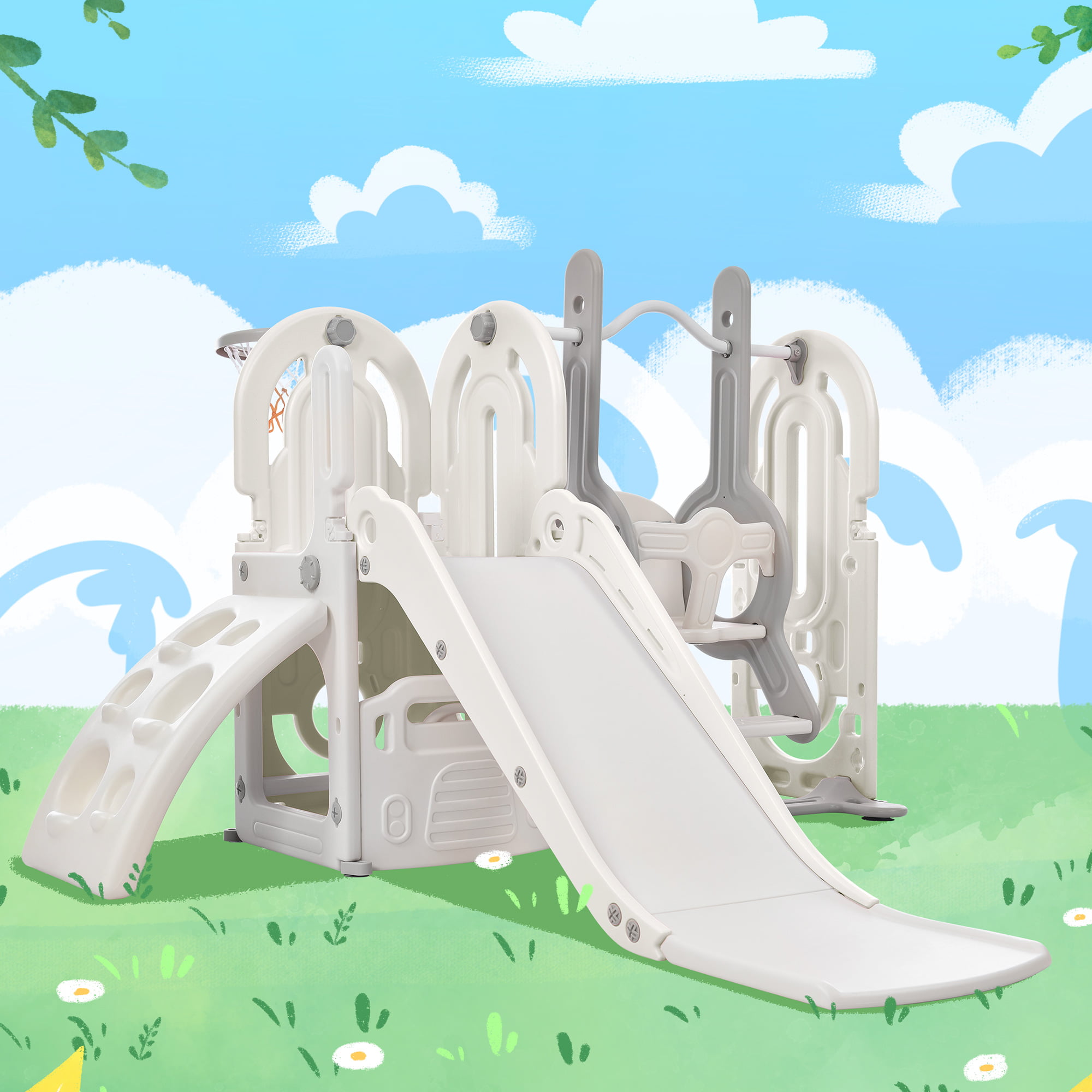5 In 1 Slide And Swing Set