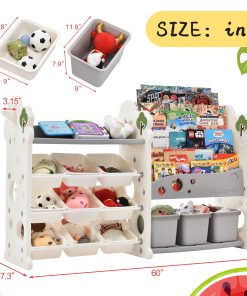 Toy Storage Organizer With 17 Bins And 4 Bookshelves
