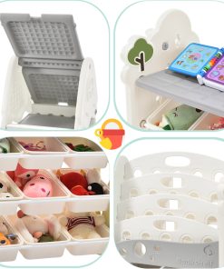 Toy Storage Organizer With 17 Bins And 4 Bookshelves