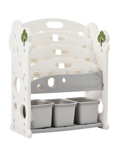 Toy Storage Organizer With 17 Bins And 4 Bookshelves