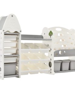 Toy Storage Organizer With 17 Bins And 4 Bookshelves