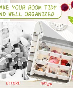 Toy Storage Organizer With 17 Bins And 4 Bookshelves