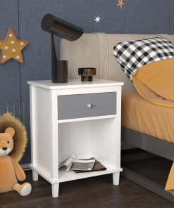 Wooden Nightstand With One Drawer One Shelf