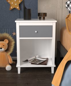 Wooden Nightstand With One Drawer One Shelf