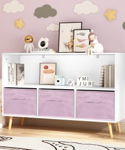 Kids Bookcase With Collapsible Fabric Drawers