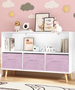 Kids Bookcase With Collapsible Fabric Drawers