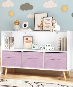 Kids Bookcase With Collapsible Fabric Drawers