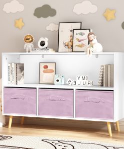 Kids Bookcase With Collapsible Fabric Drawers