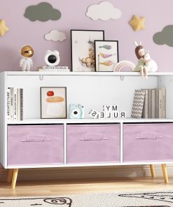 Kids Bookcase With Collapsible Fabric Drawers