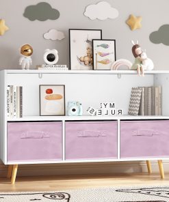 Kids Bookcase With Collapsible Fabric Drawers