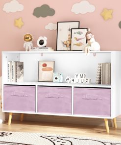 Kids Bookcase With Collapsible Fabric Drawers