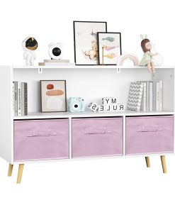 Kids Bookcase With Collapsible Fabric Drawers