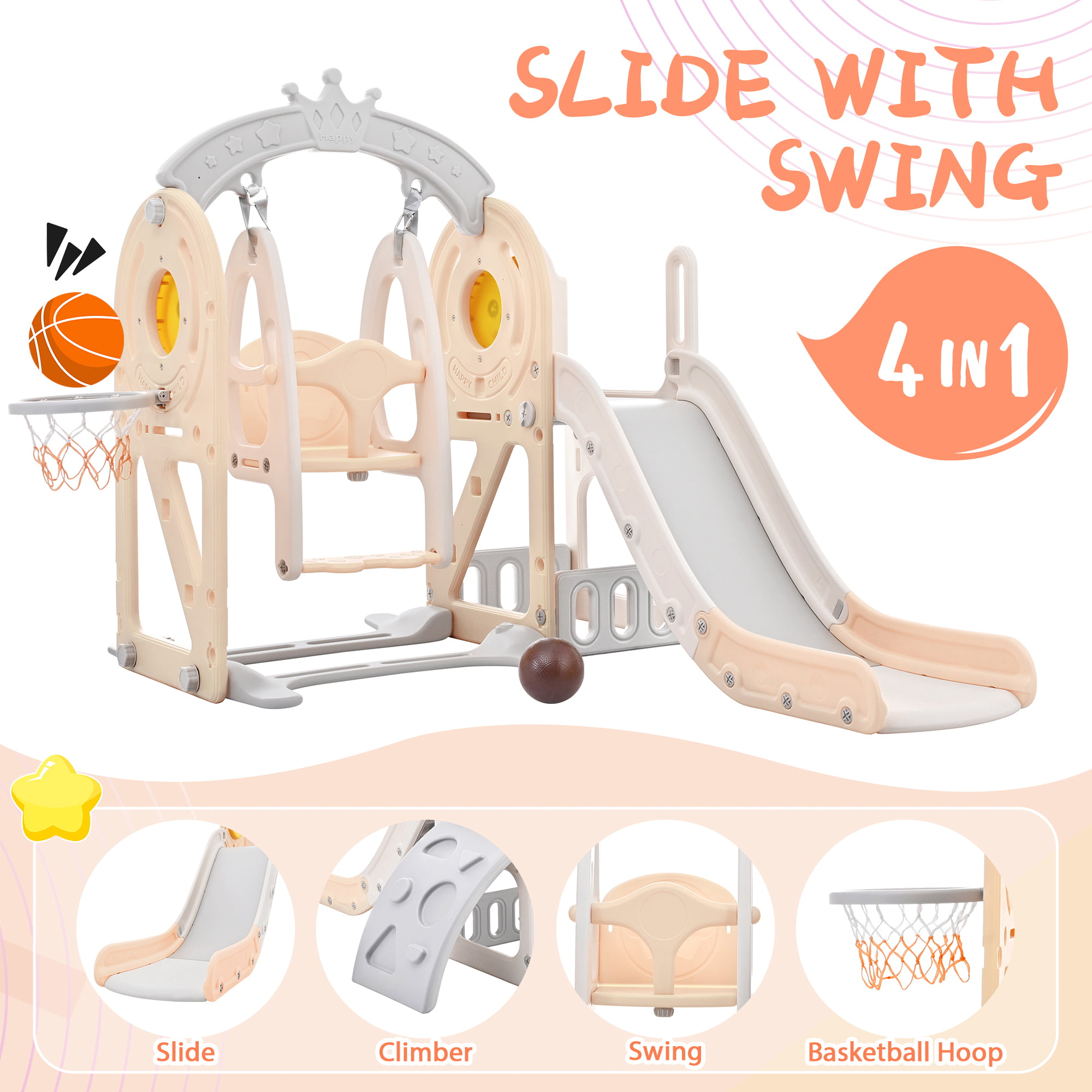Slide and Swing Set For Toddler