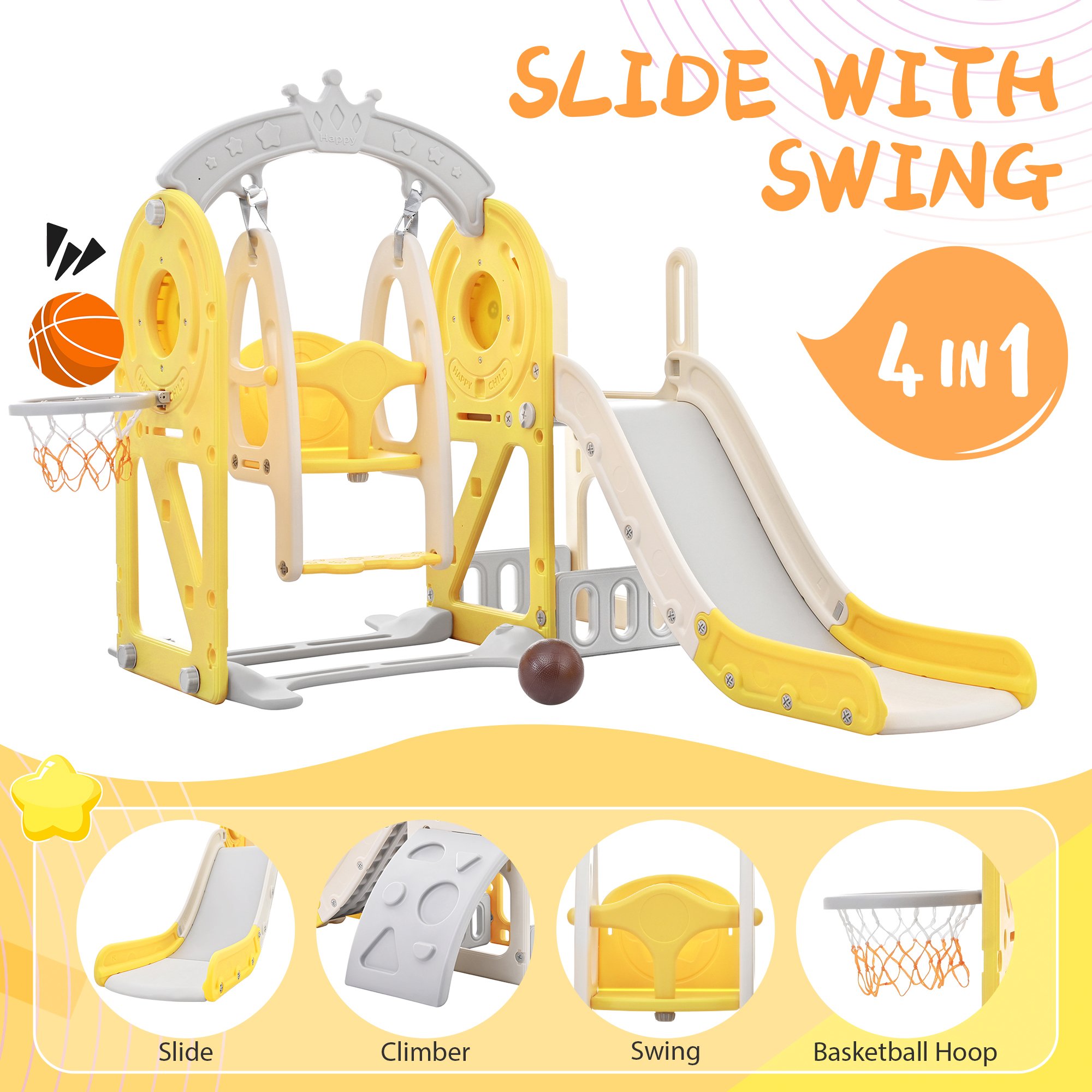 Slide and Swing Set For Toddler