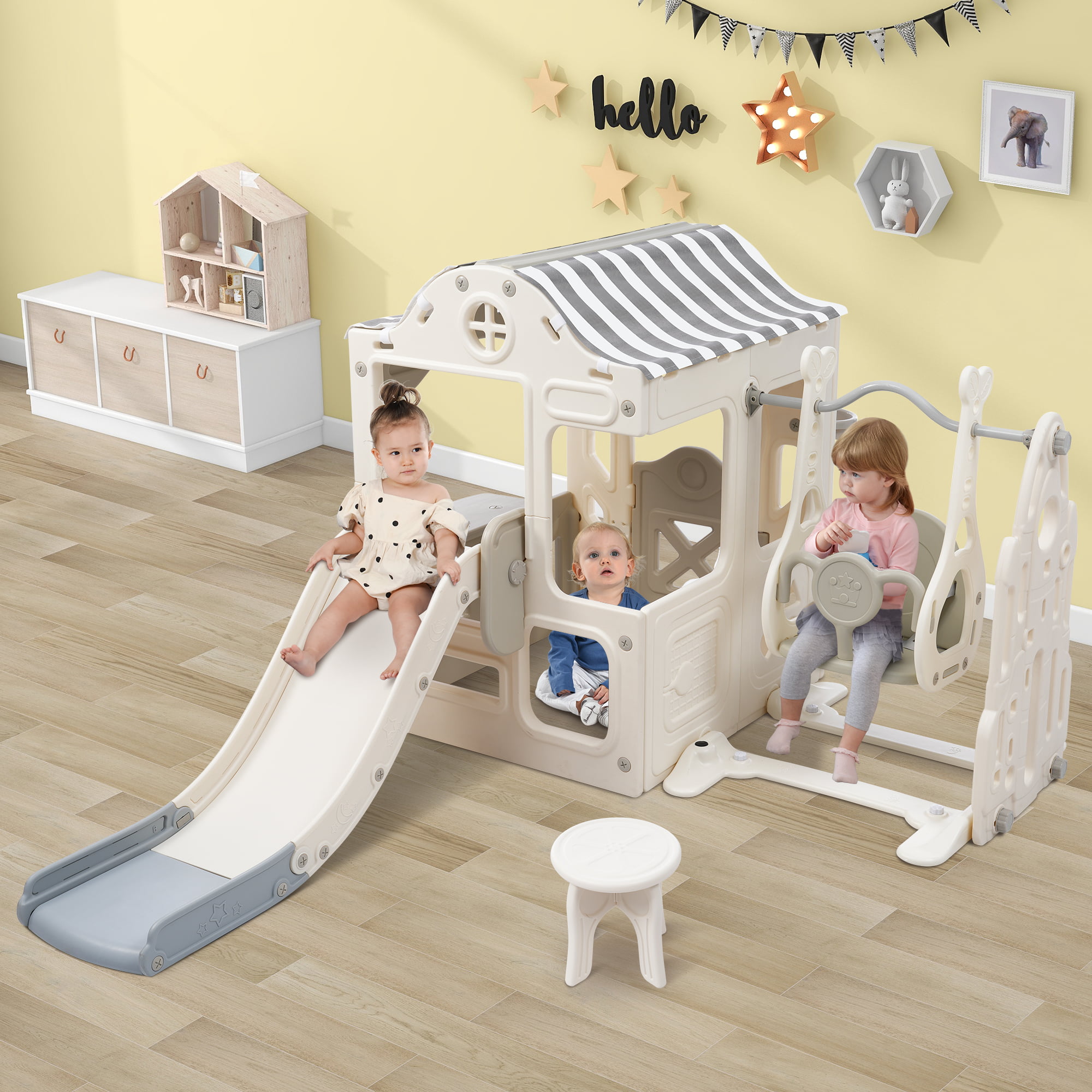 6 in 1 Toddler Slide and Swing Set