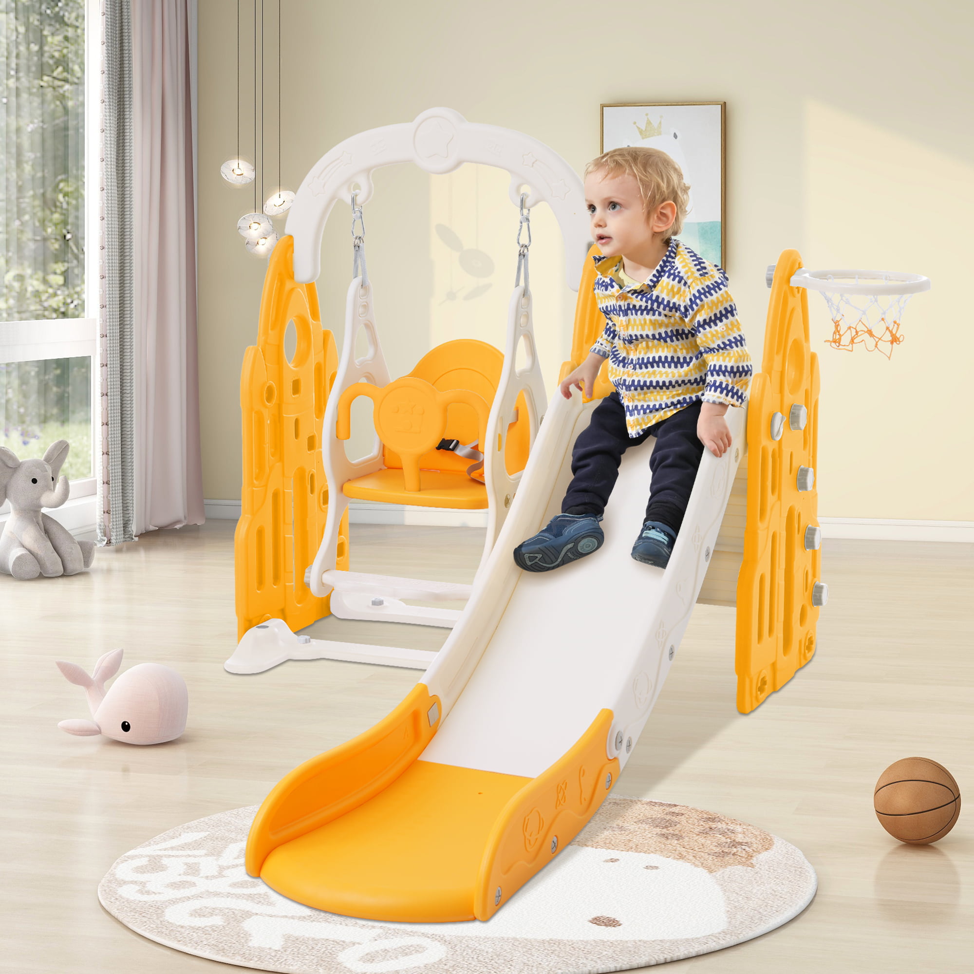 4 In 1 Toddler Slide And Swing Set