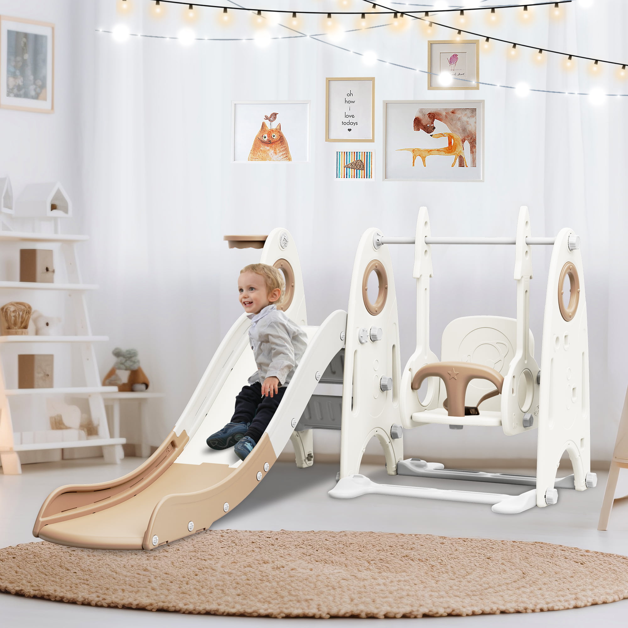 4 in 1 Slide and Swing Set For Toddler