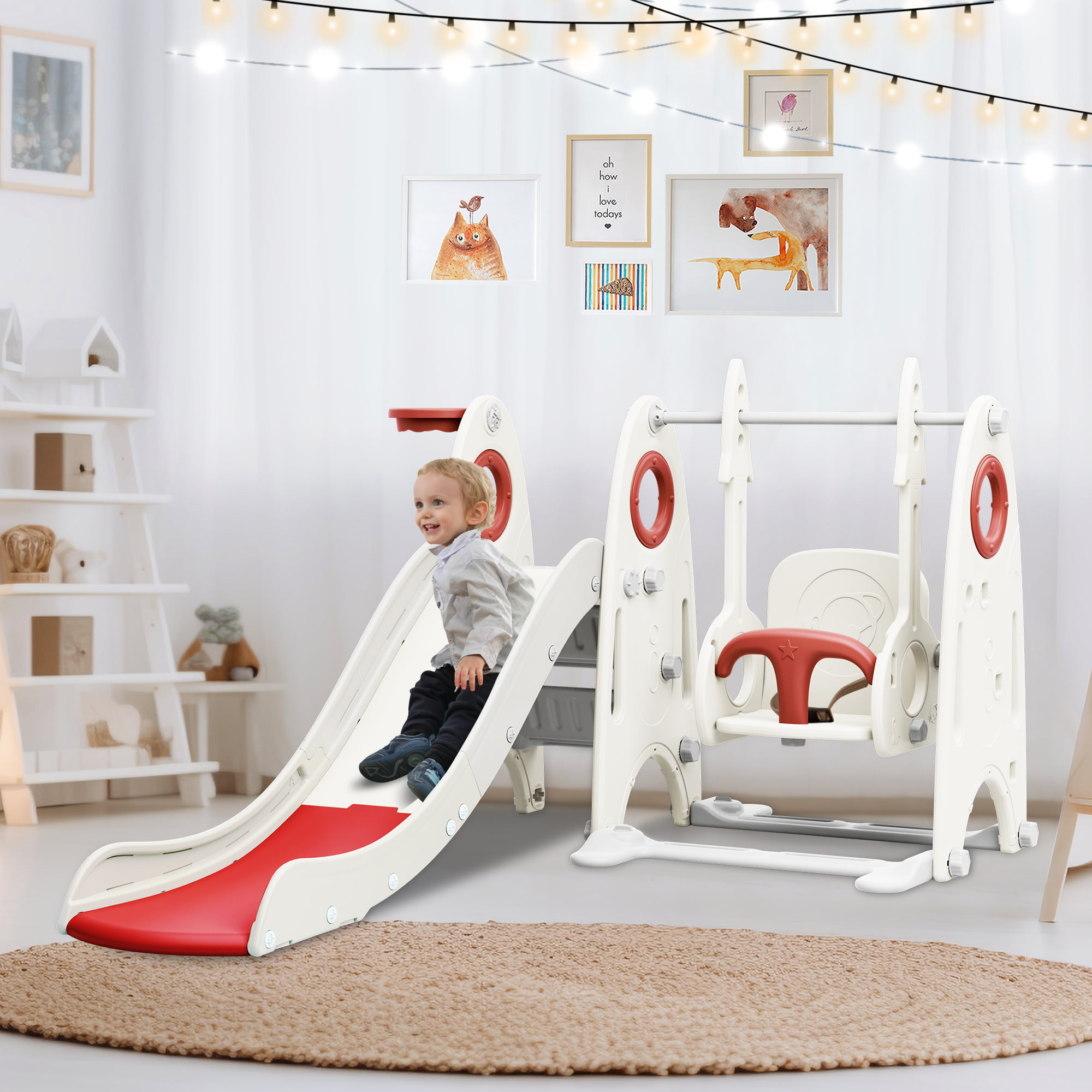 4 in 1 Slide and Swing Set For Toddler
