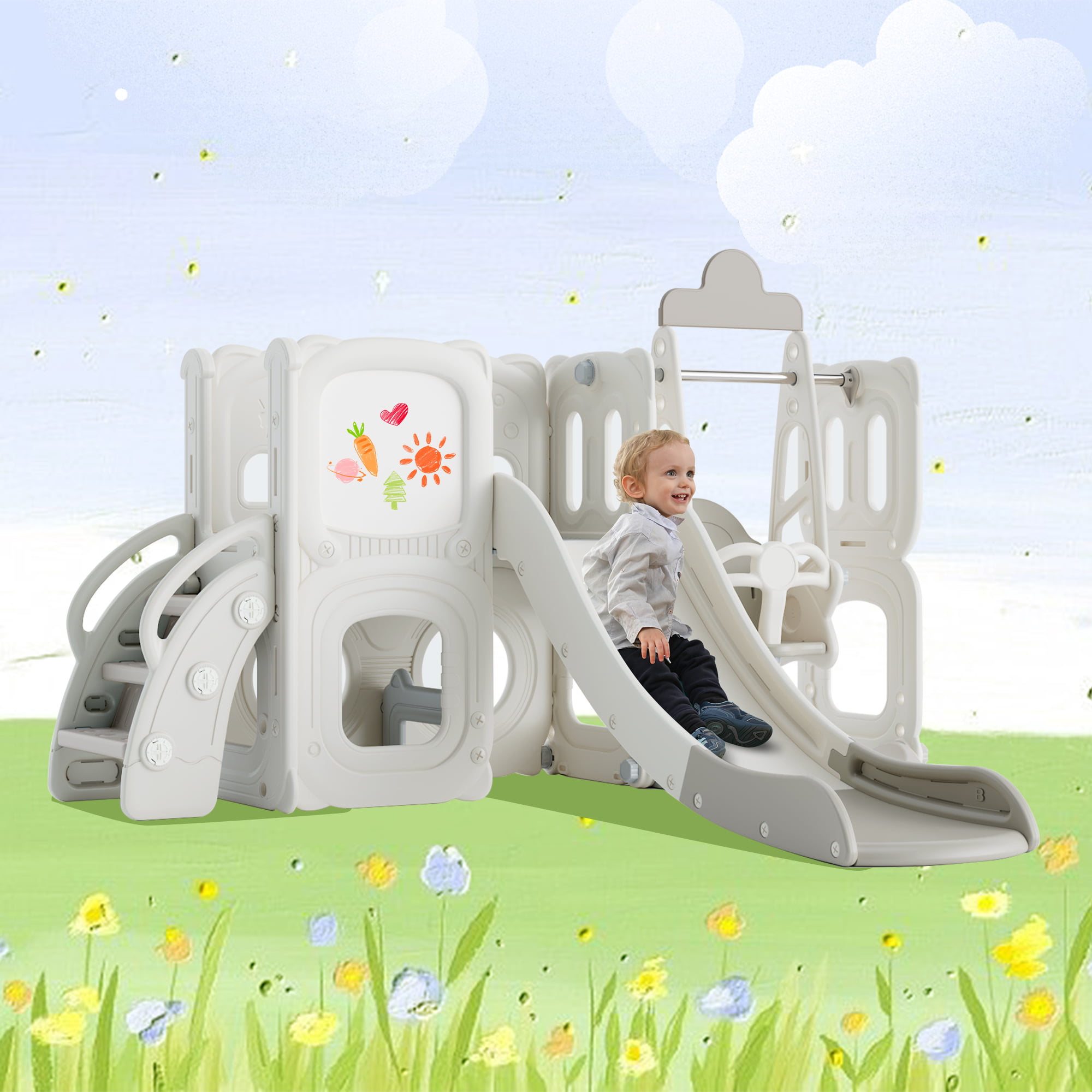 5 in 1 Slide and Swing Set For Toddler