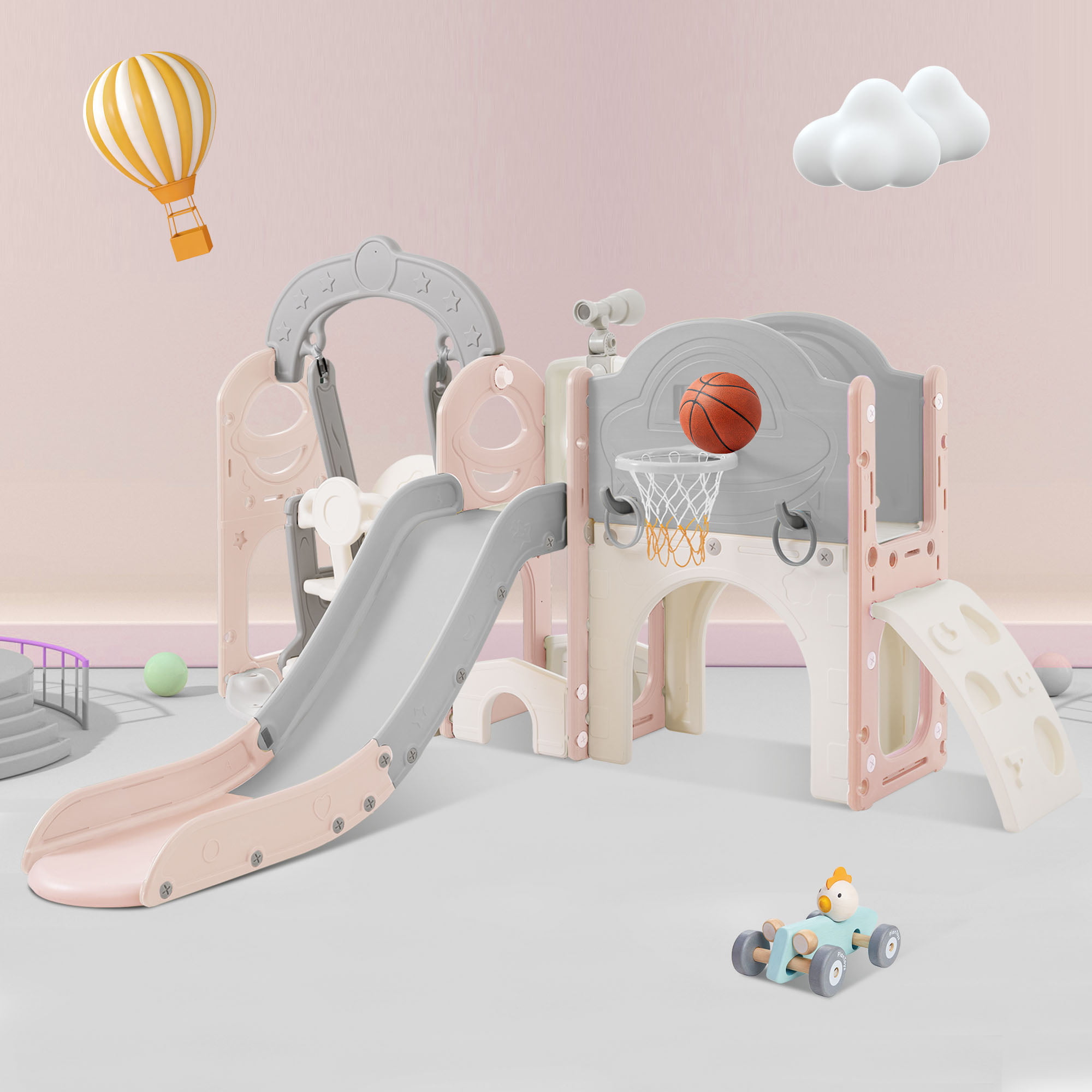 7 In 1 Toddler Slide And Swing Set