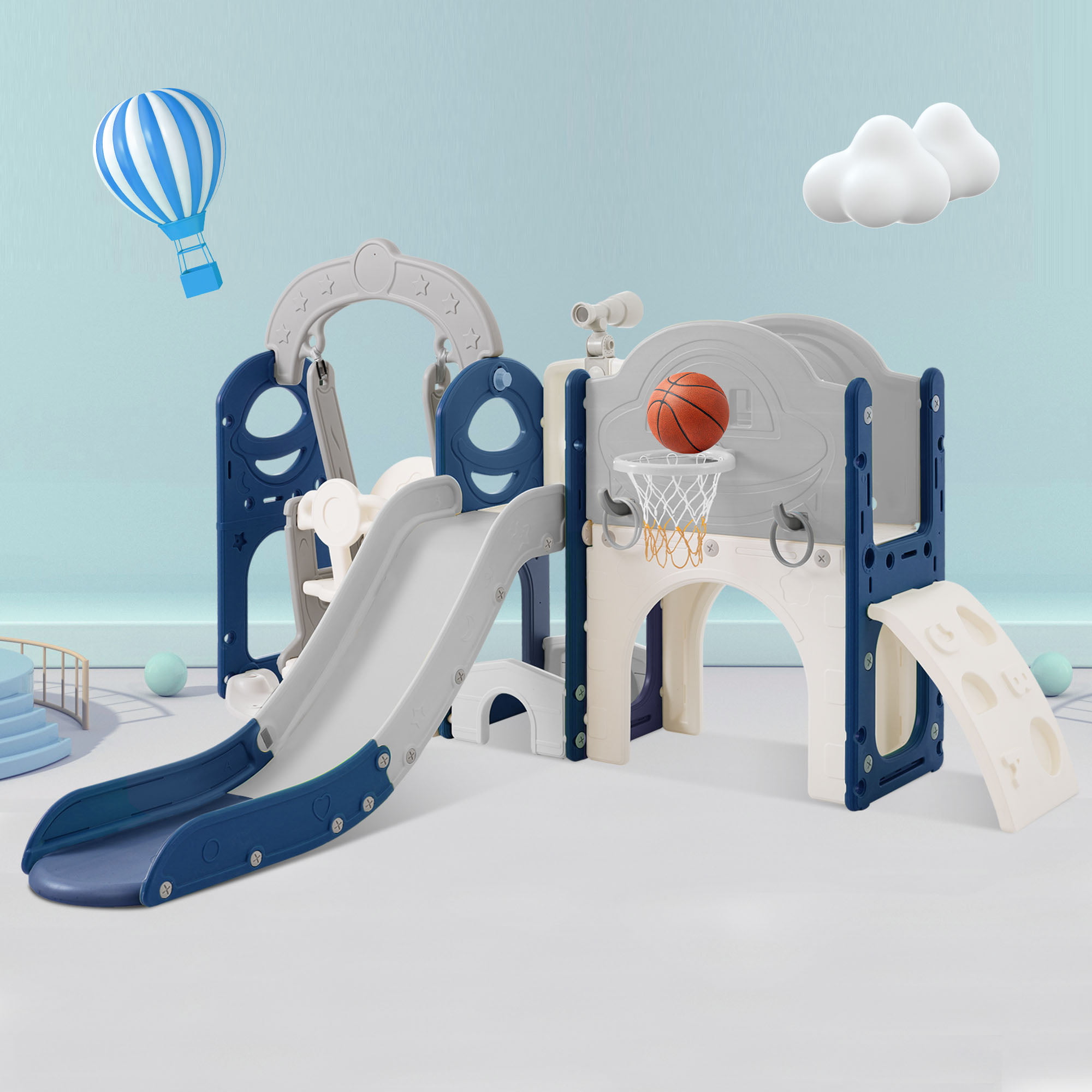 7 In 1 Toddler Slide And Swing Set