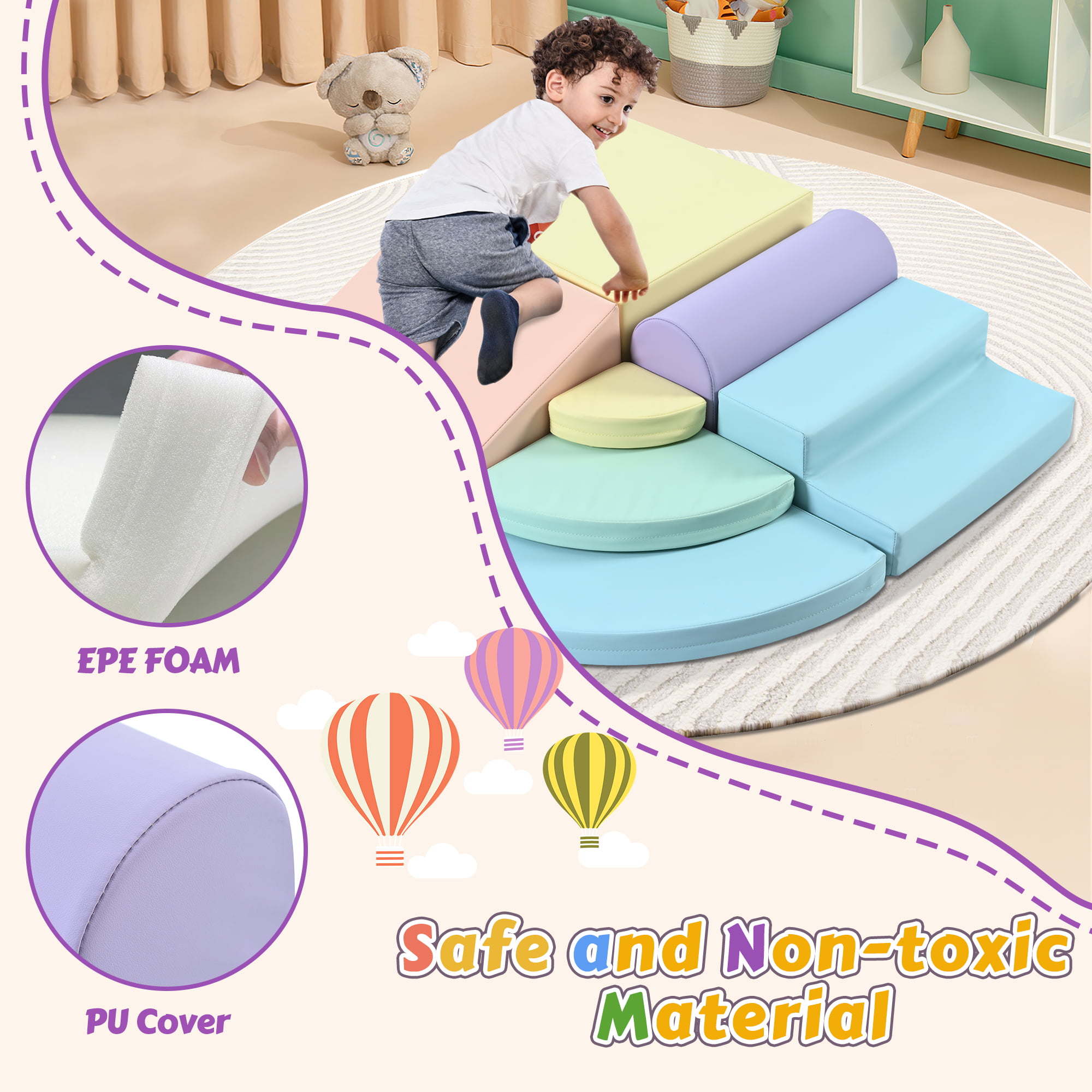 7-Piece Soft Foam Climbing Blocks