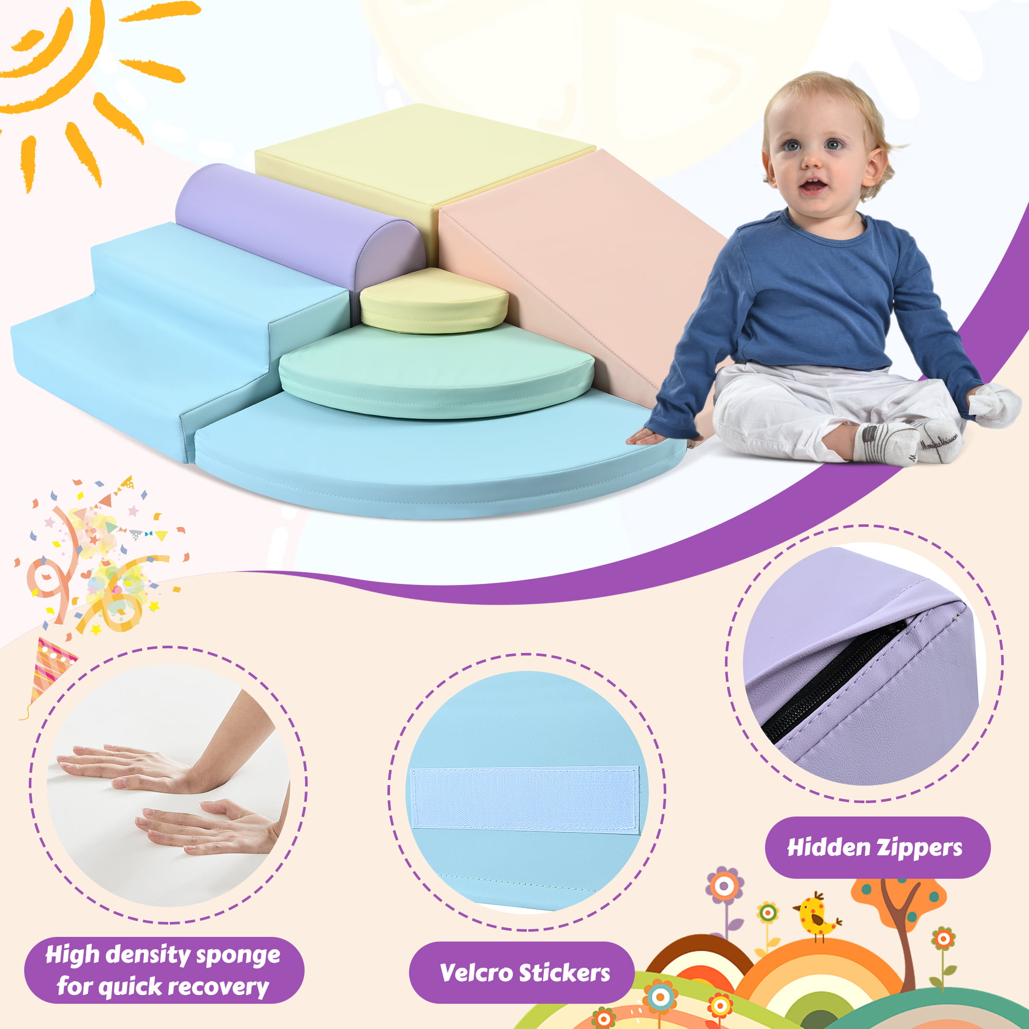 7-Piece Soft Foam Climbing Blocks