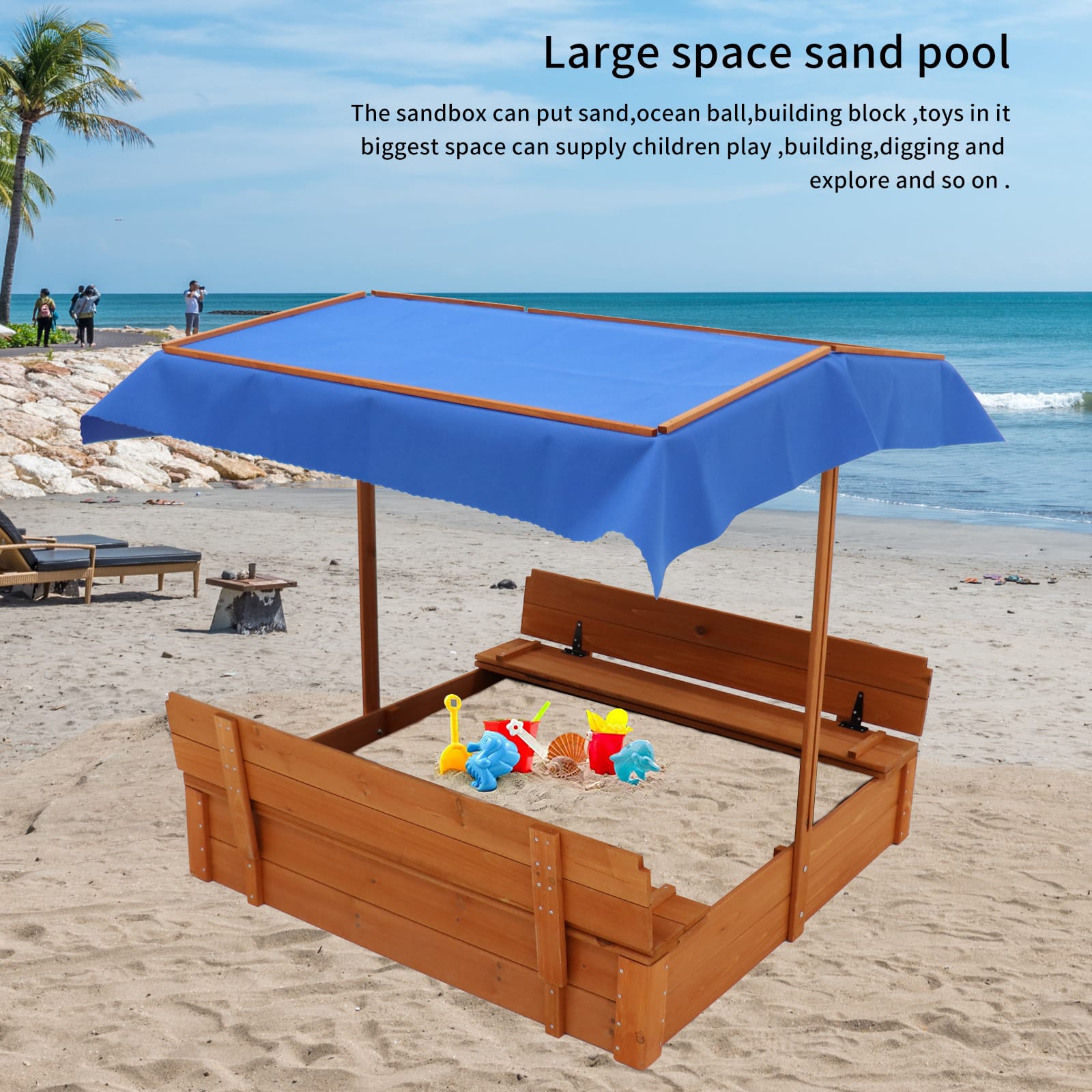 Wood Sandbox with Cover