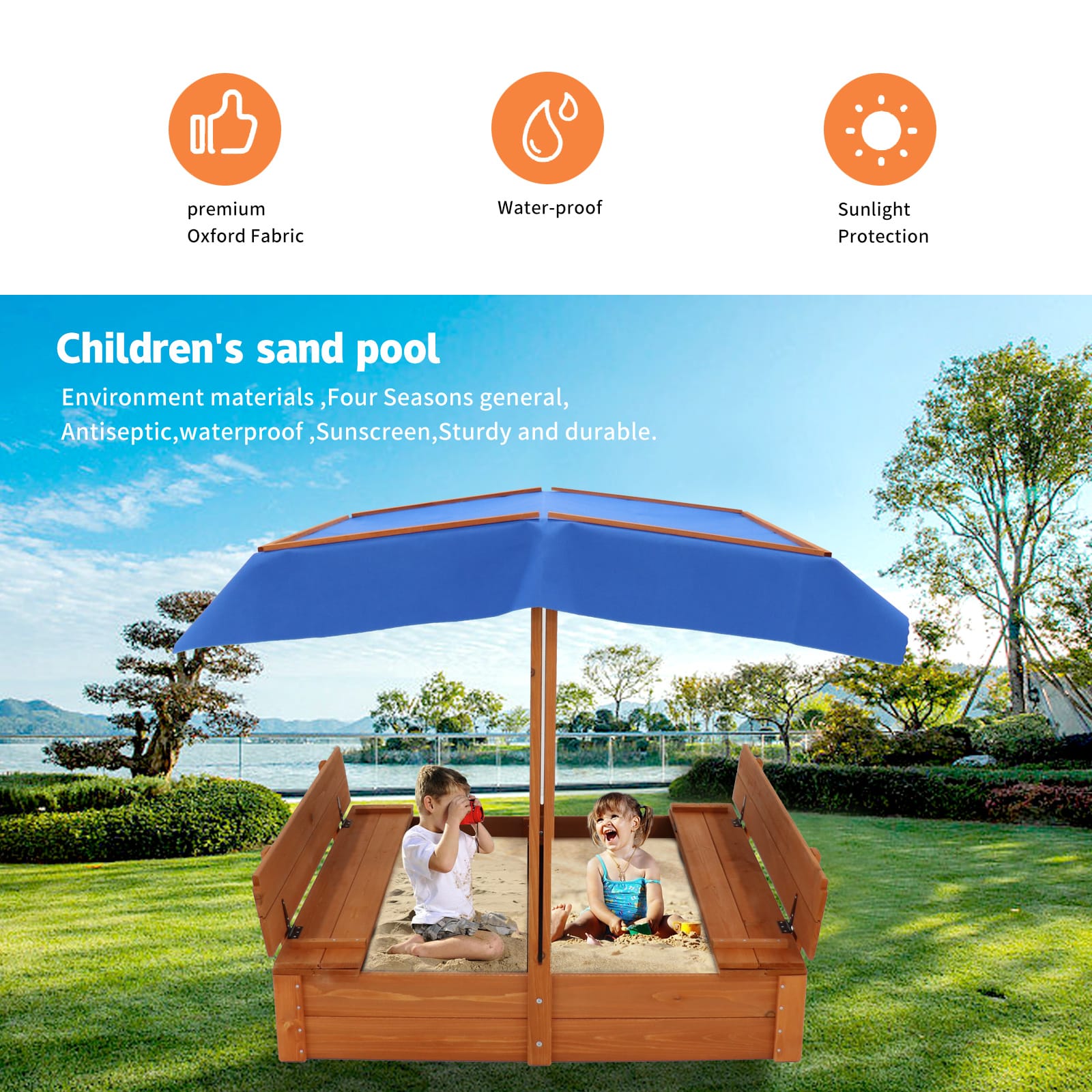 Wood Sandbox with Cover