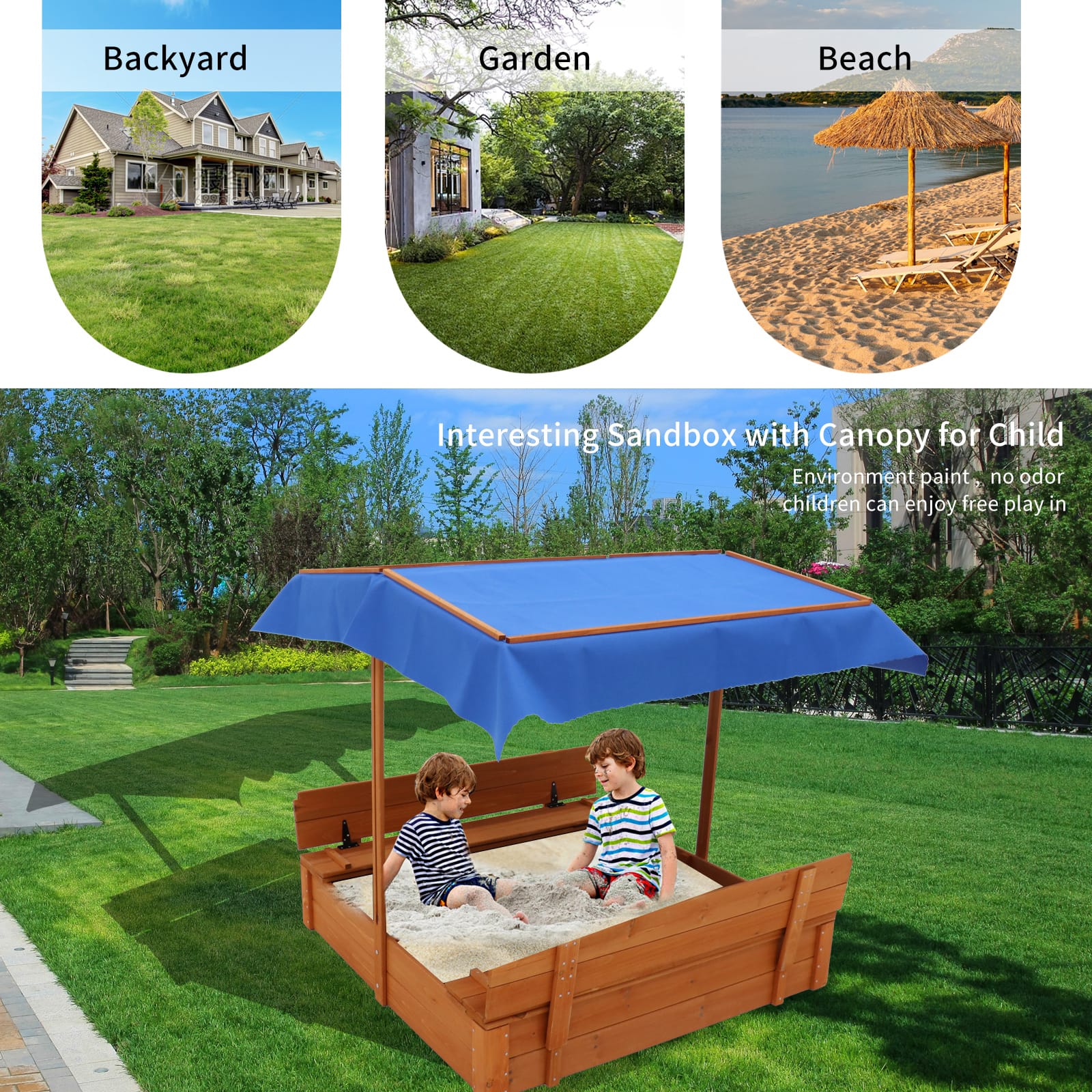 Wood Sandbox with Cover