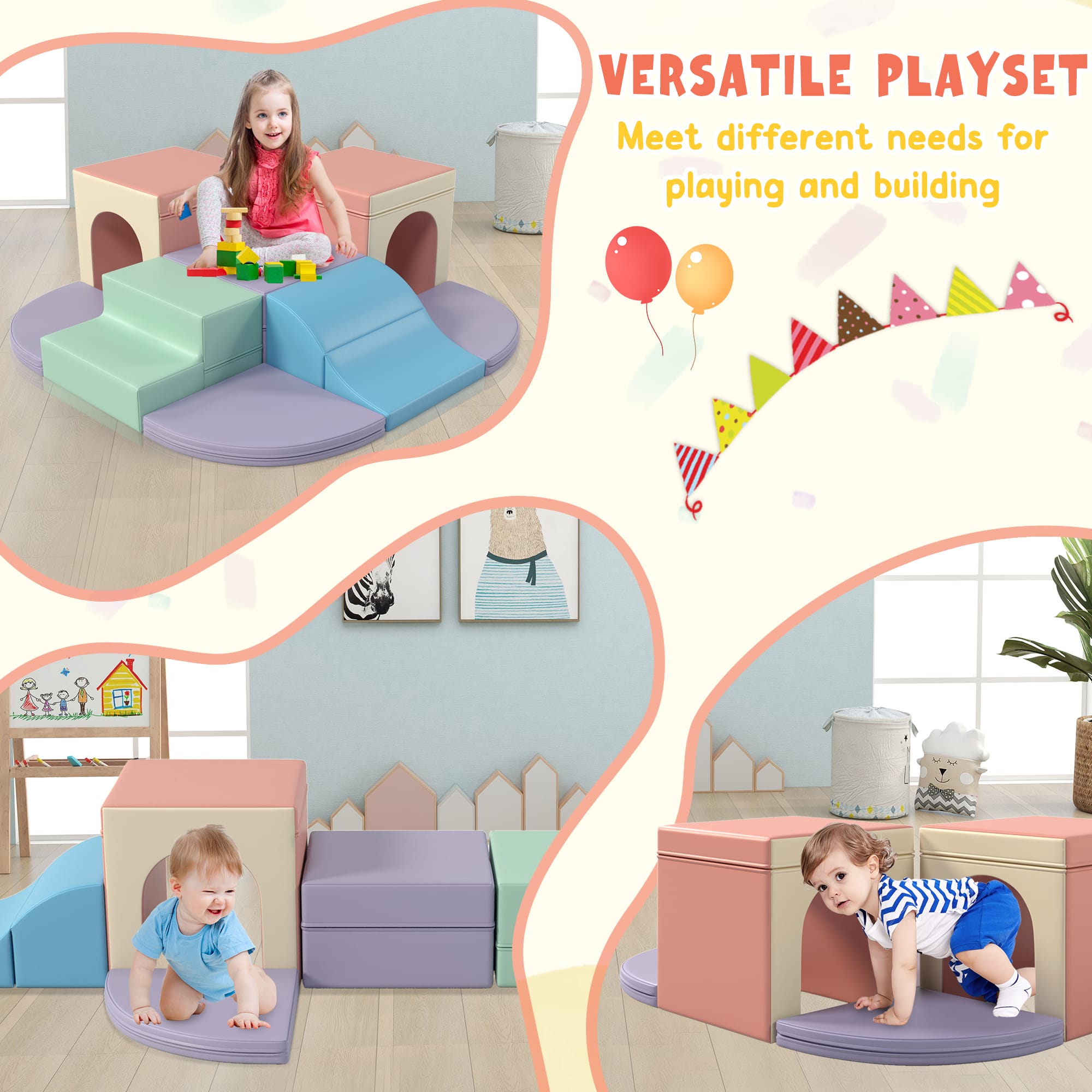 9-Piece Soft Foam Climbing Blocks