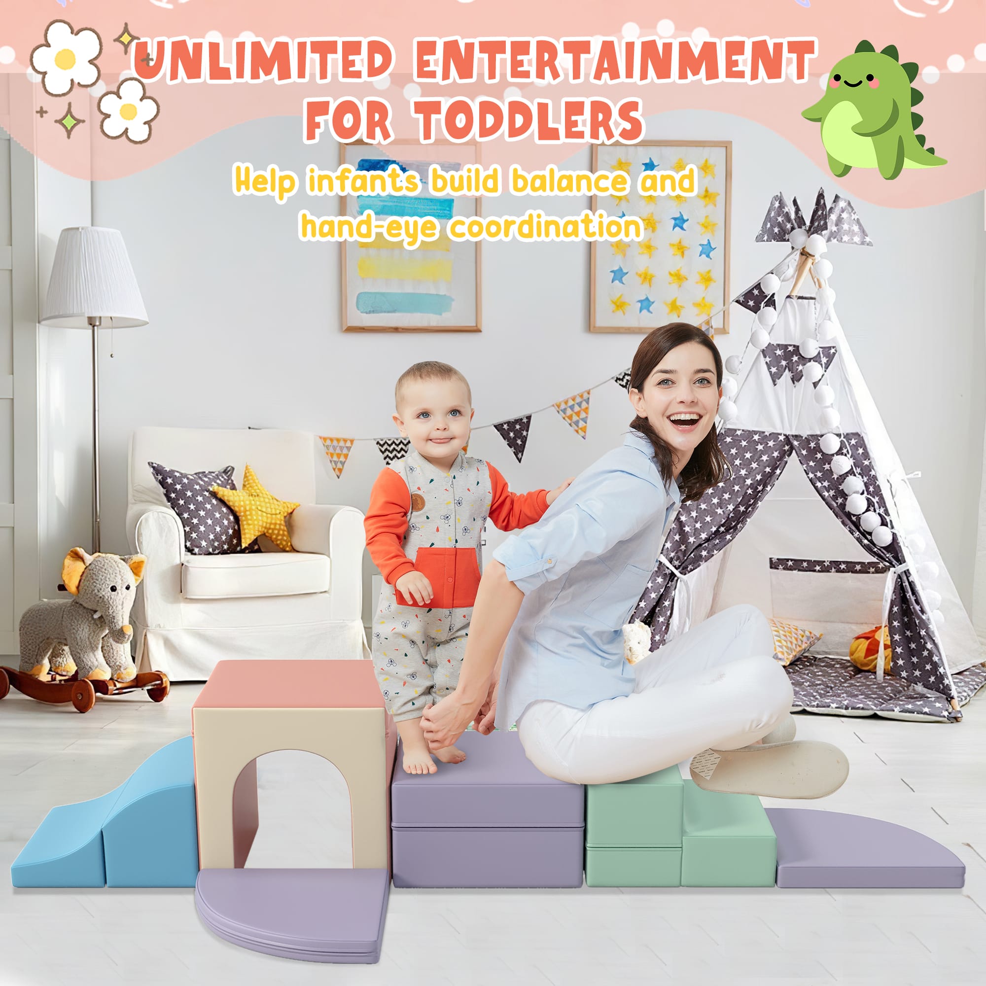 9-Piece Soft Foam Climbing Blocks