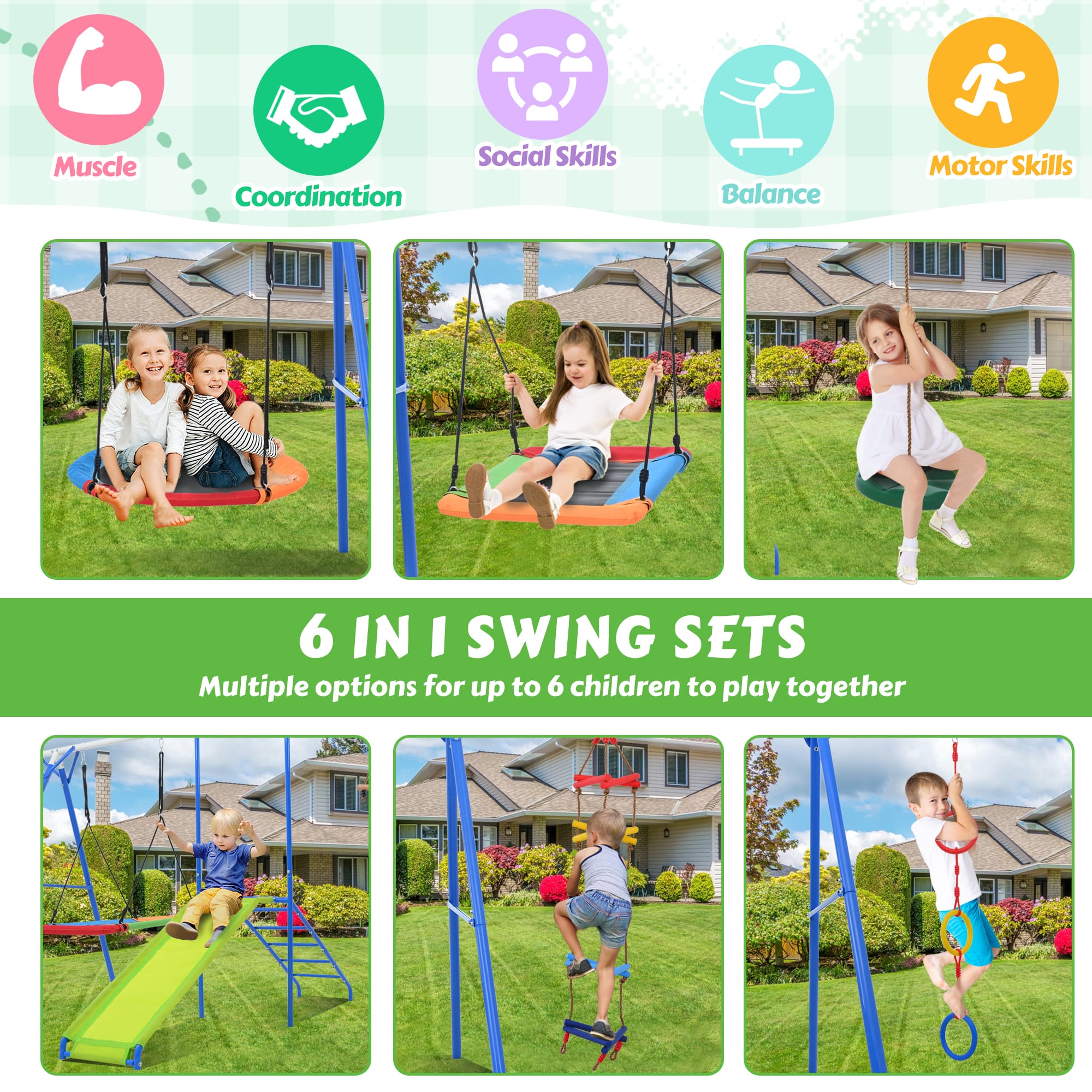 6 in 1 Swing Set for Toddler