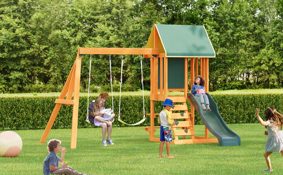Wooden Outdoor Swing Set