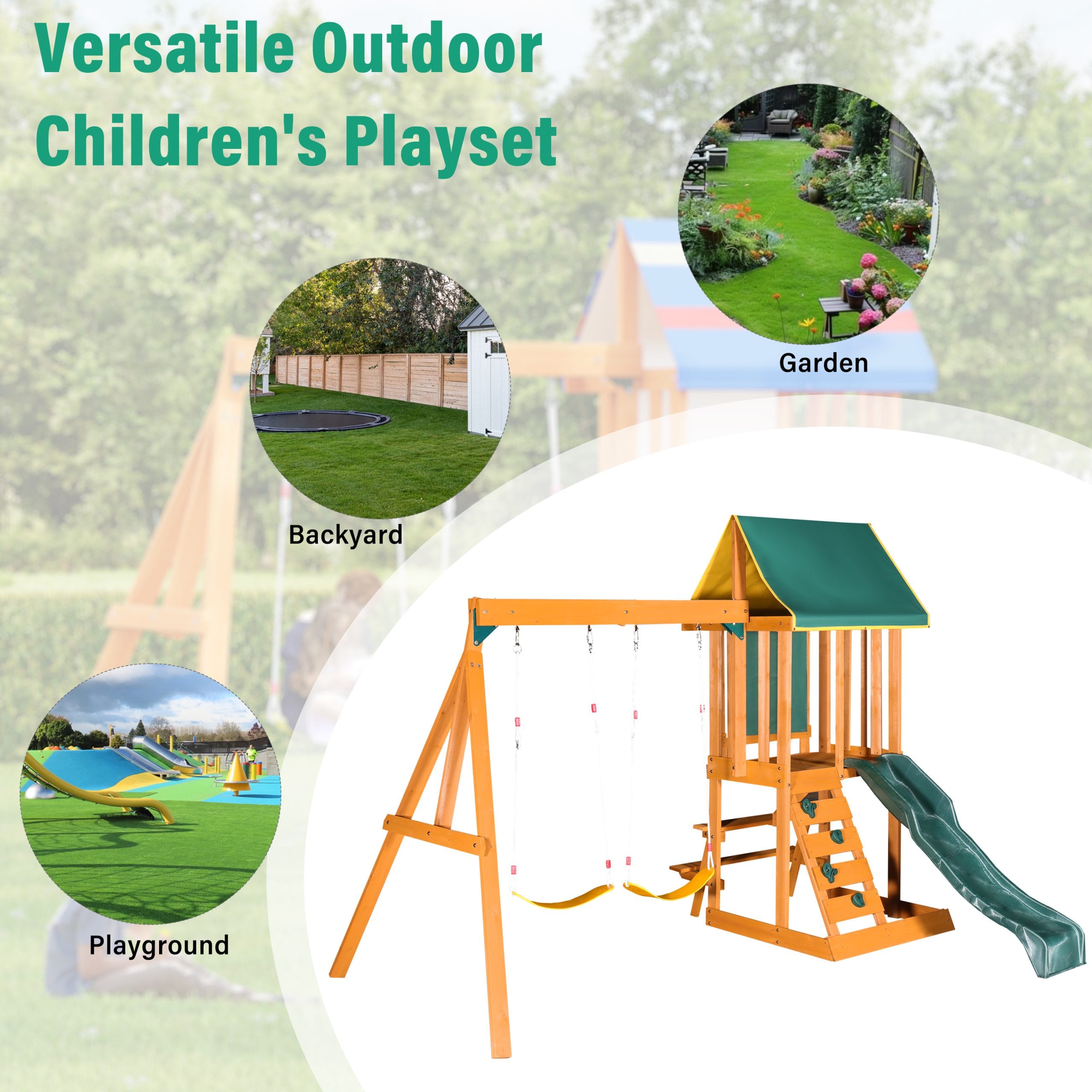 Wooden Outdoor Swing Set