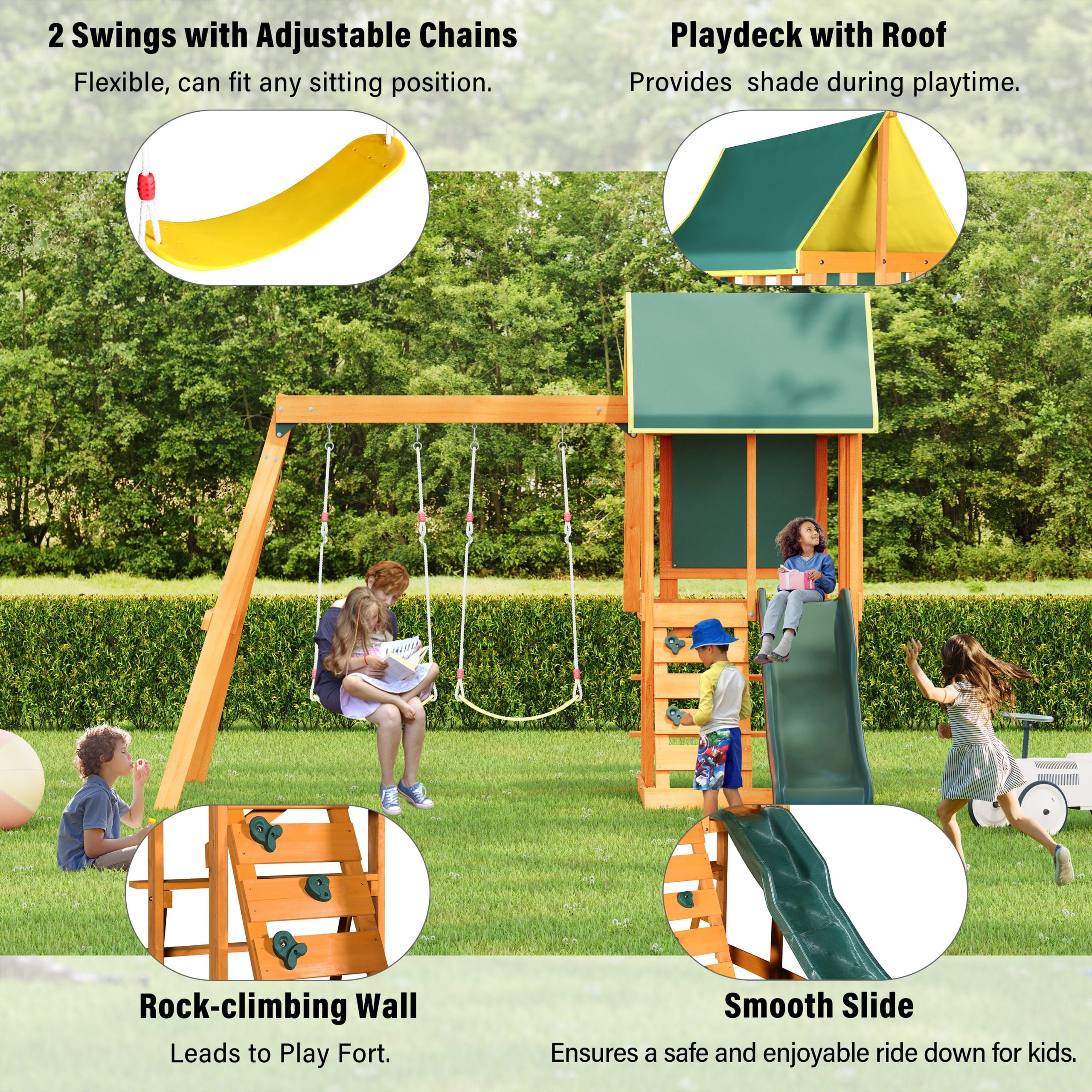 Wooden Outdoor Swing Set