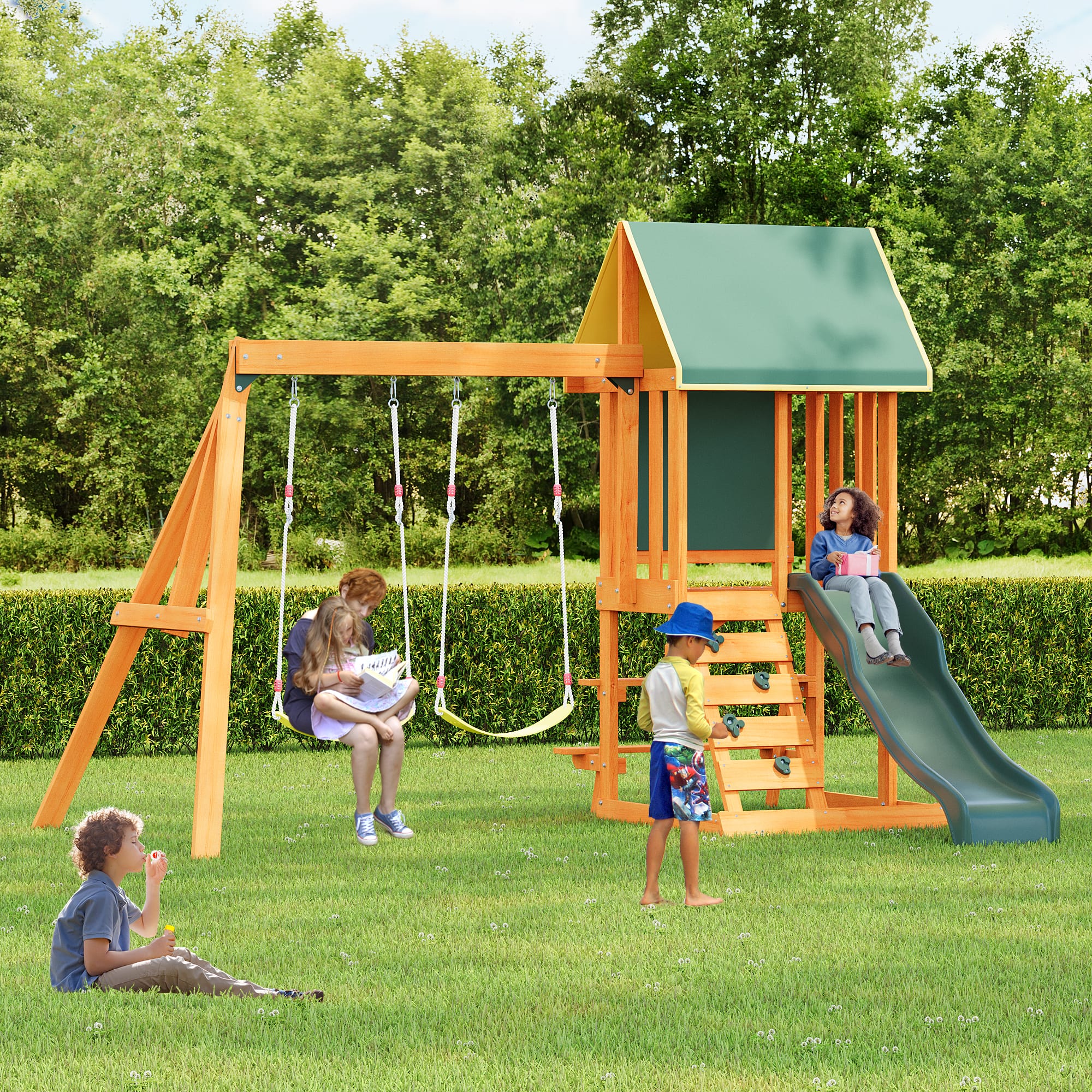Wooden Outdoor Swing Set