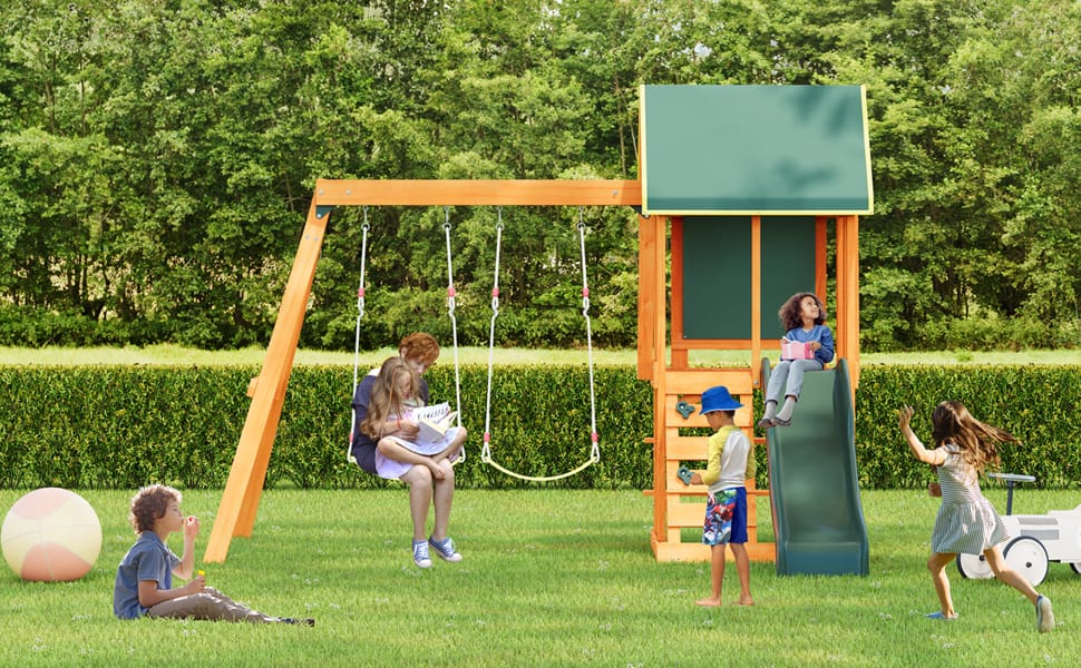 Wooden Outdoor Swing Set