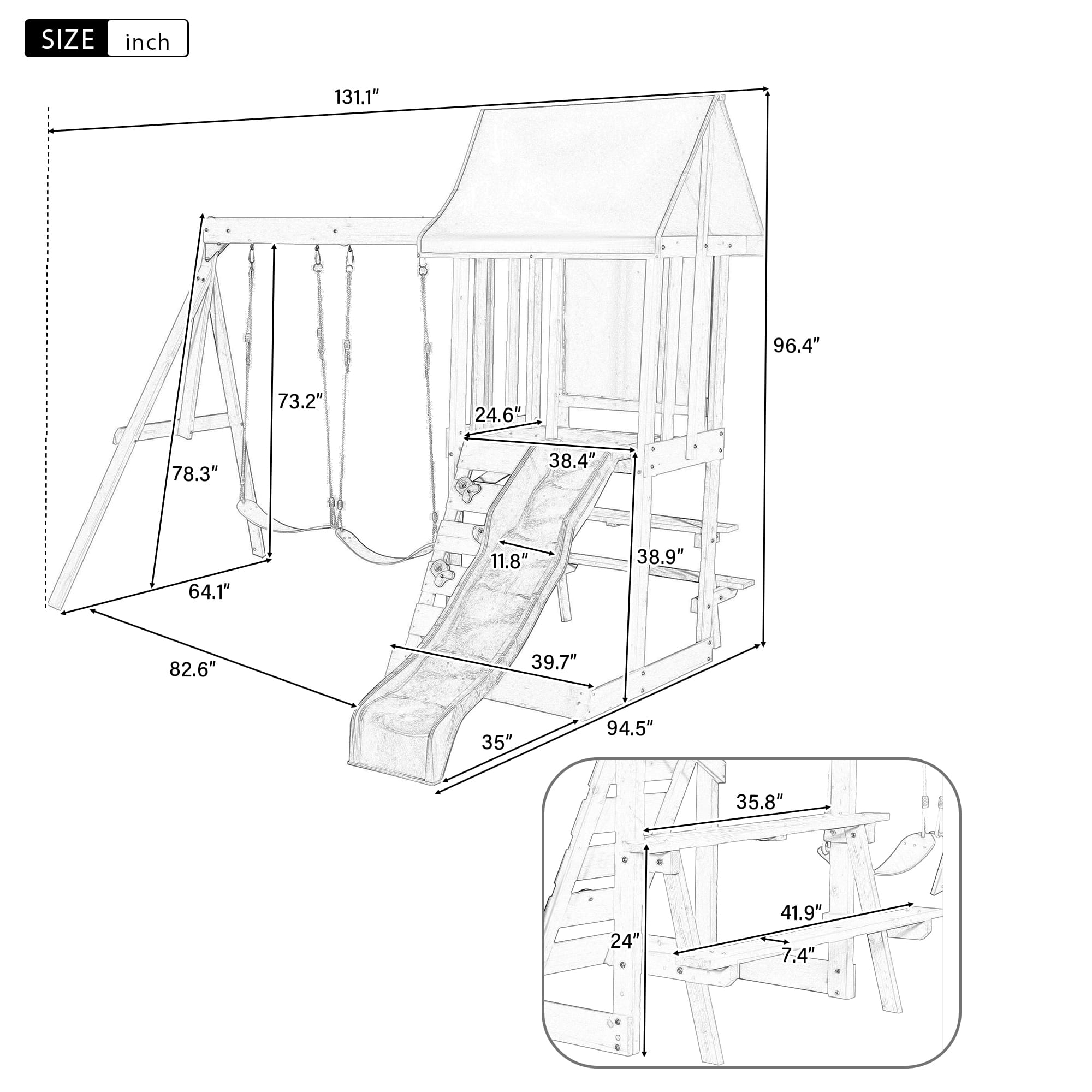 Wooden Outdoor Swing Set