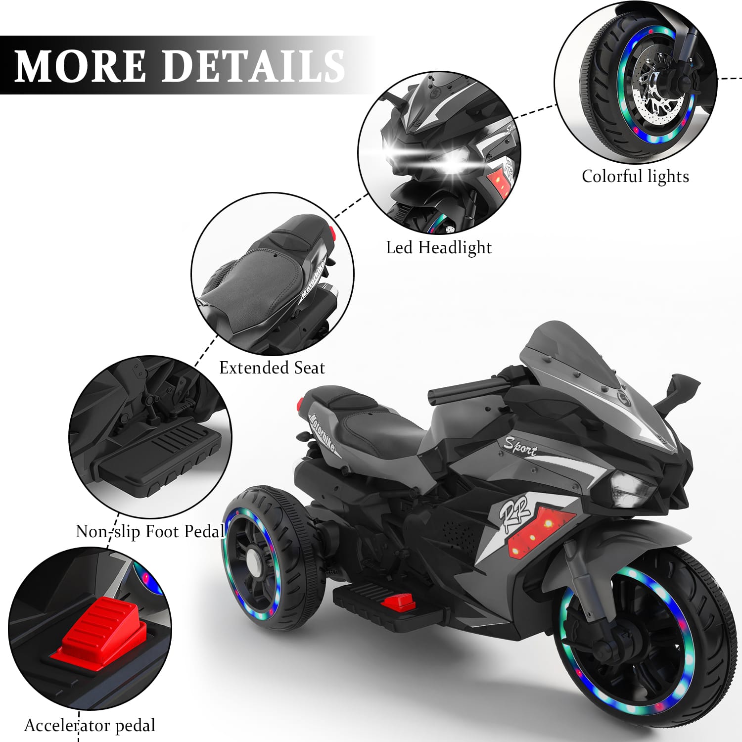12v 3 Wheels Electric Motorcycle