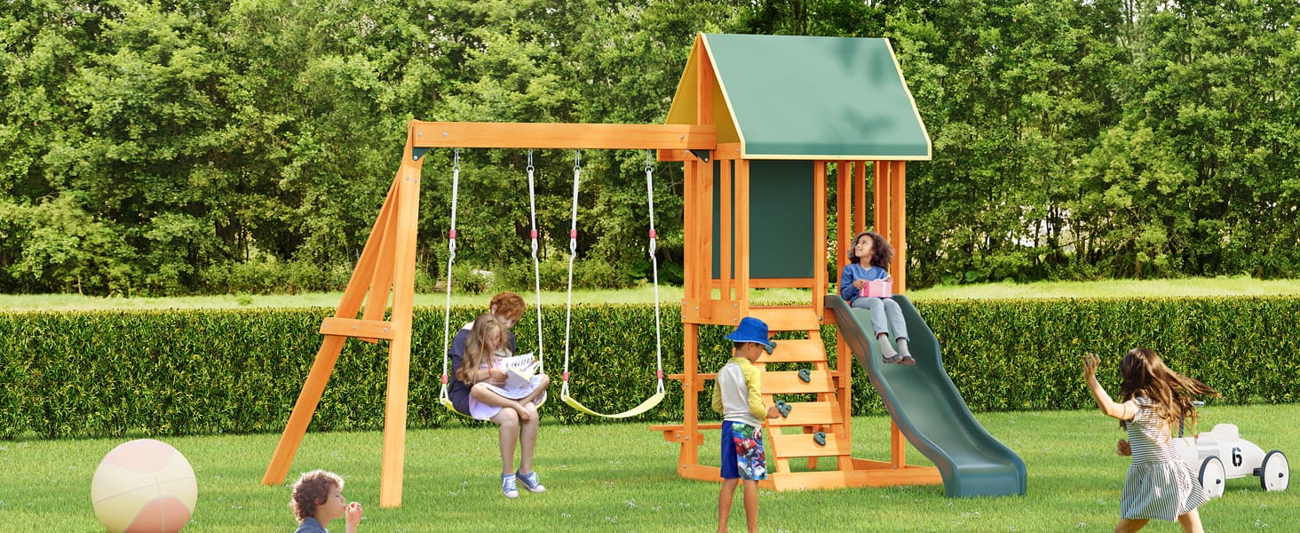 Wooden Outdoor Swing Set