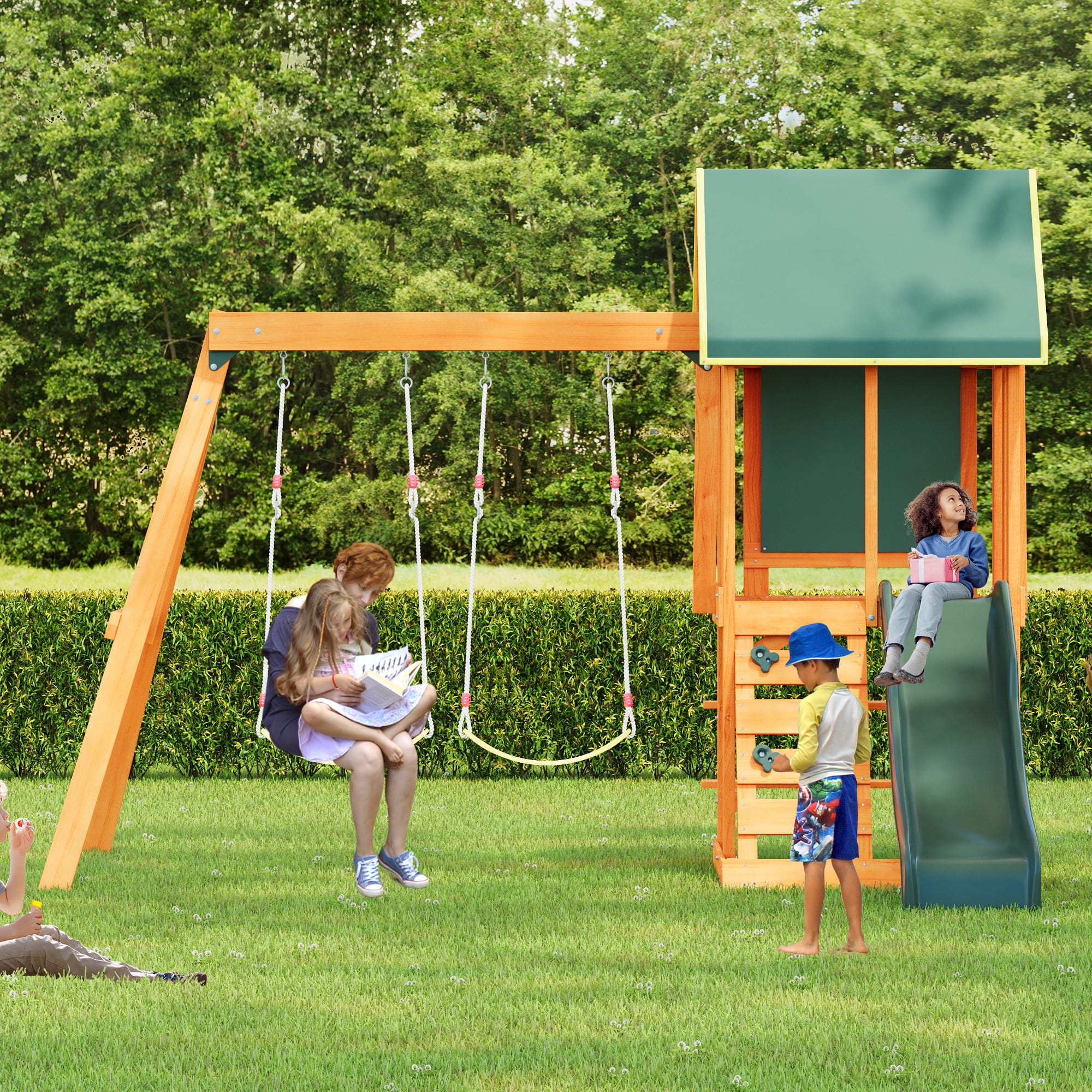 Wooden Outdoor Swing Set