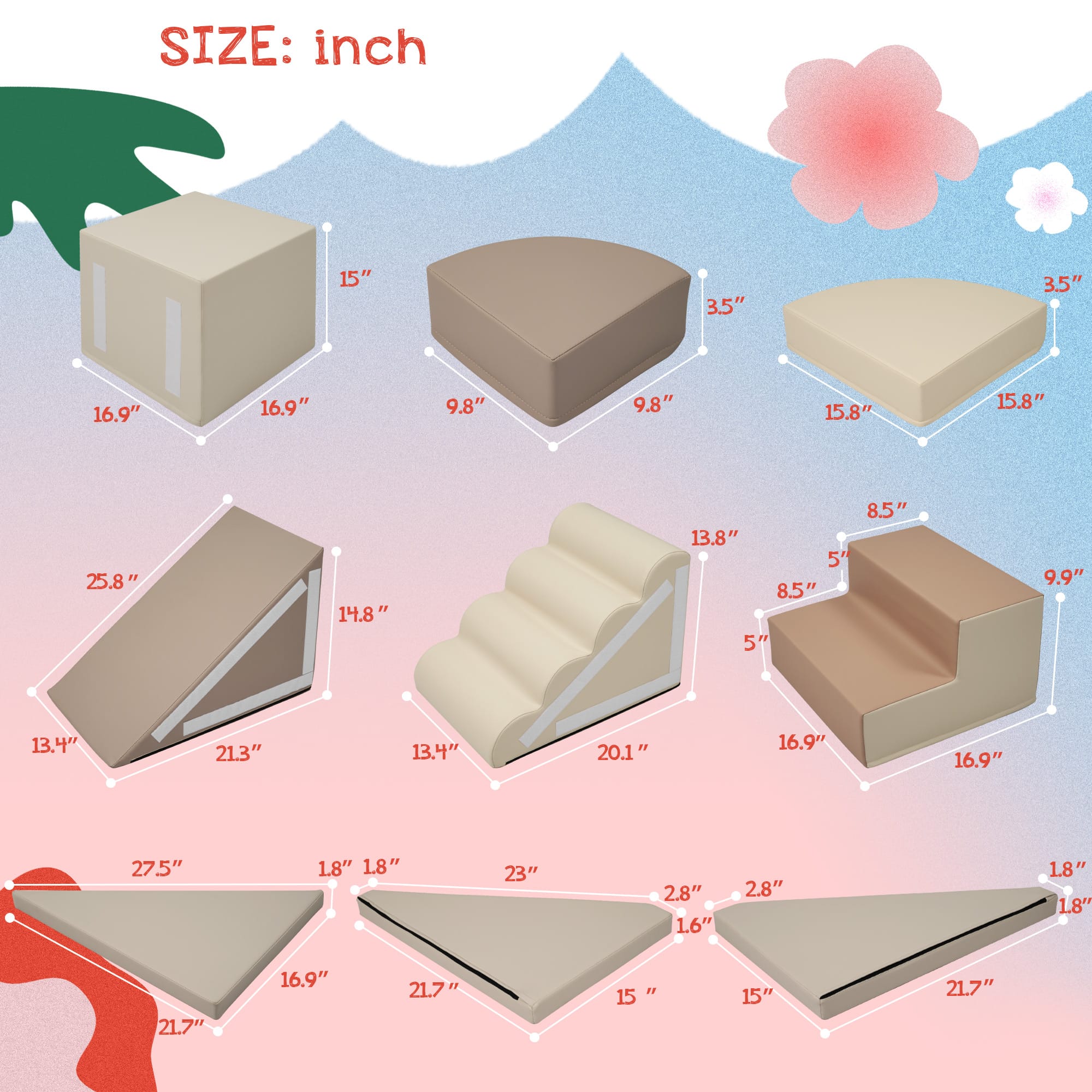 9-Piece Kids Climb & Crawl Soft Foam