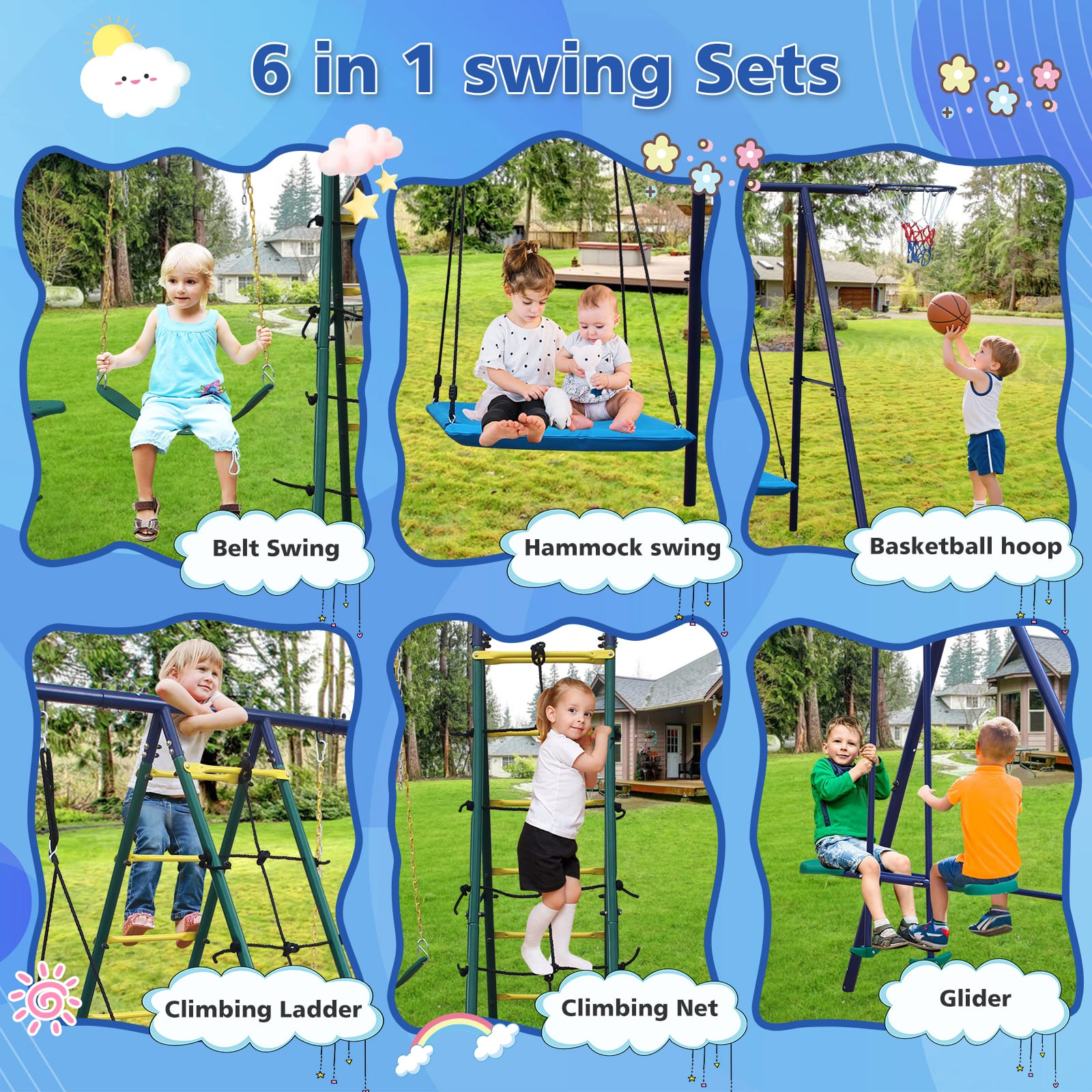 6 in 1 Swing Sets