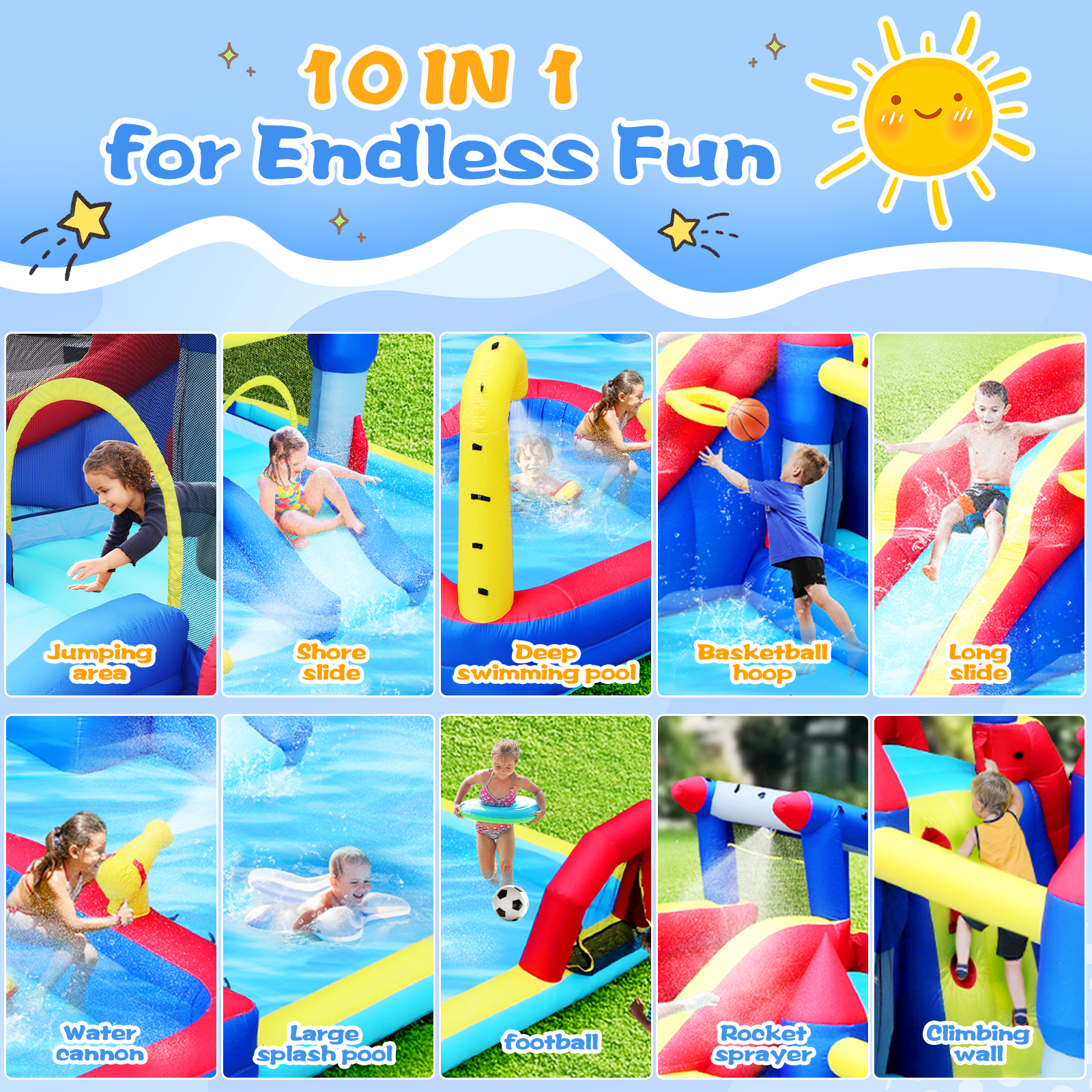 10 In1 Inflatable Slide Water Park