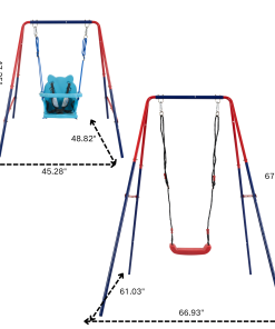 Metal Plastic Safe Swing Set, 2 in 1