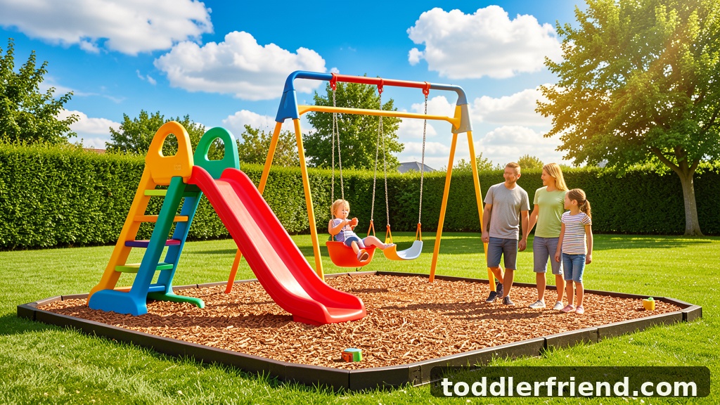 Toddler-friendly backyard swing set