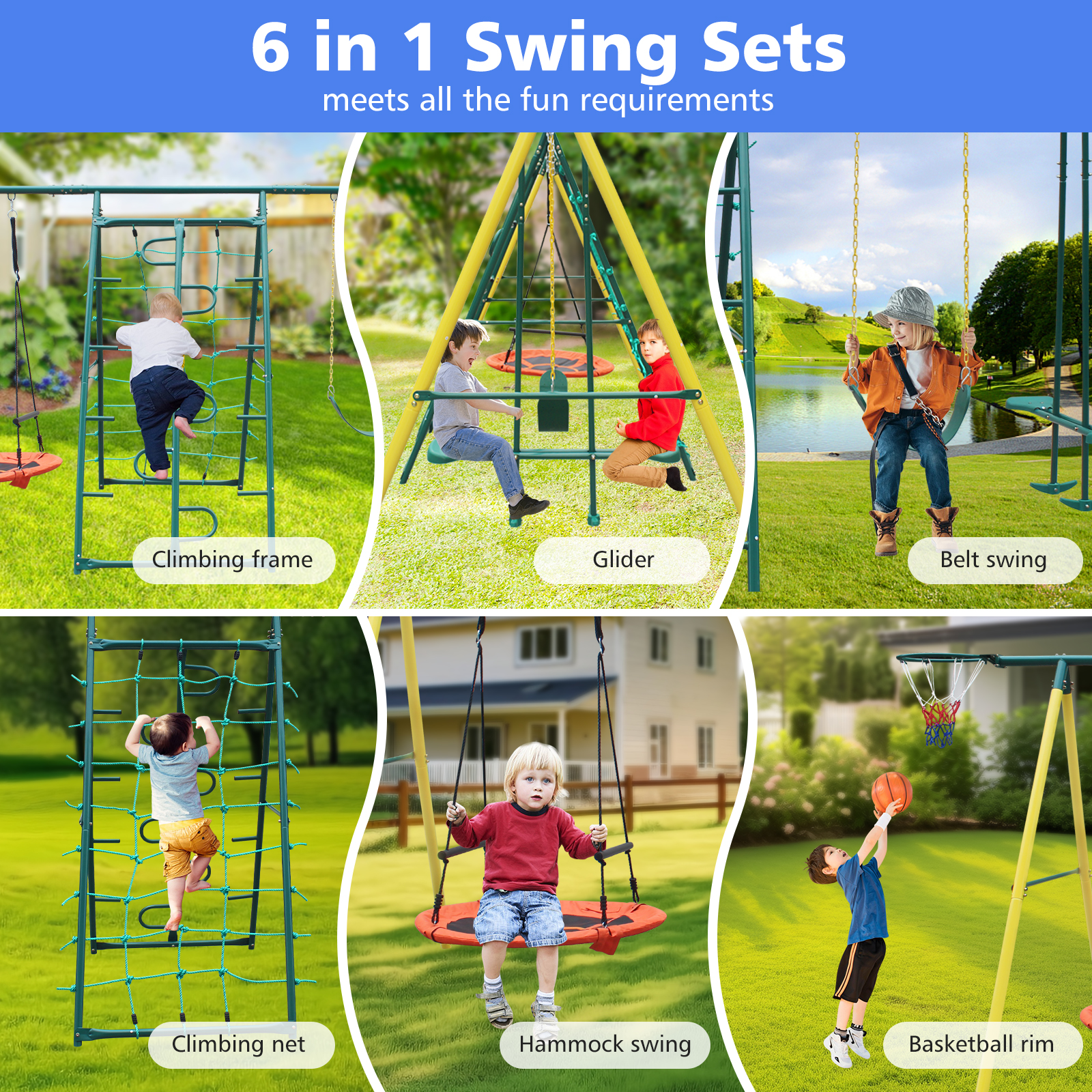 6 in 1 Swing Set 2026